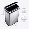 Metal automatic garbage can kitchen 50L large sensor trash cans touchless trash bin with PP inner